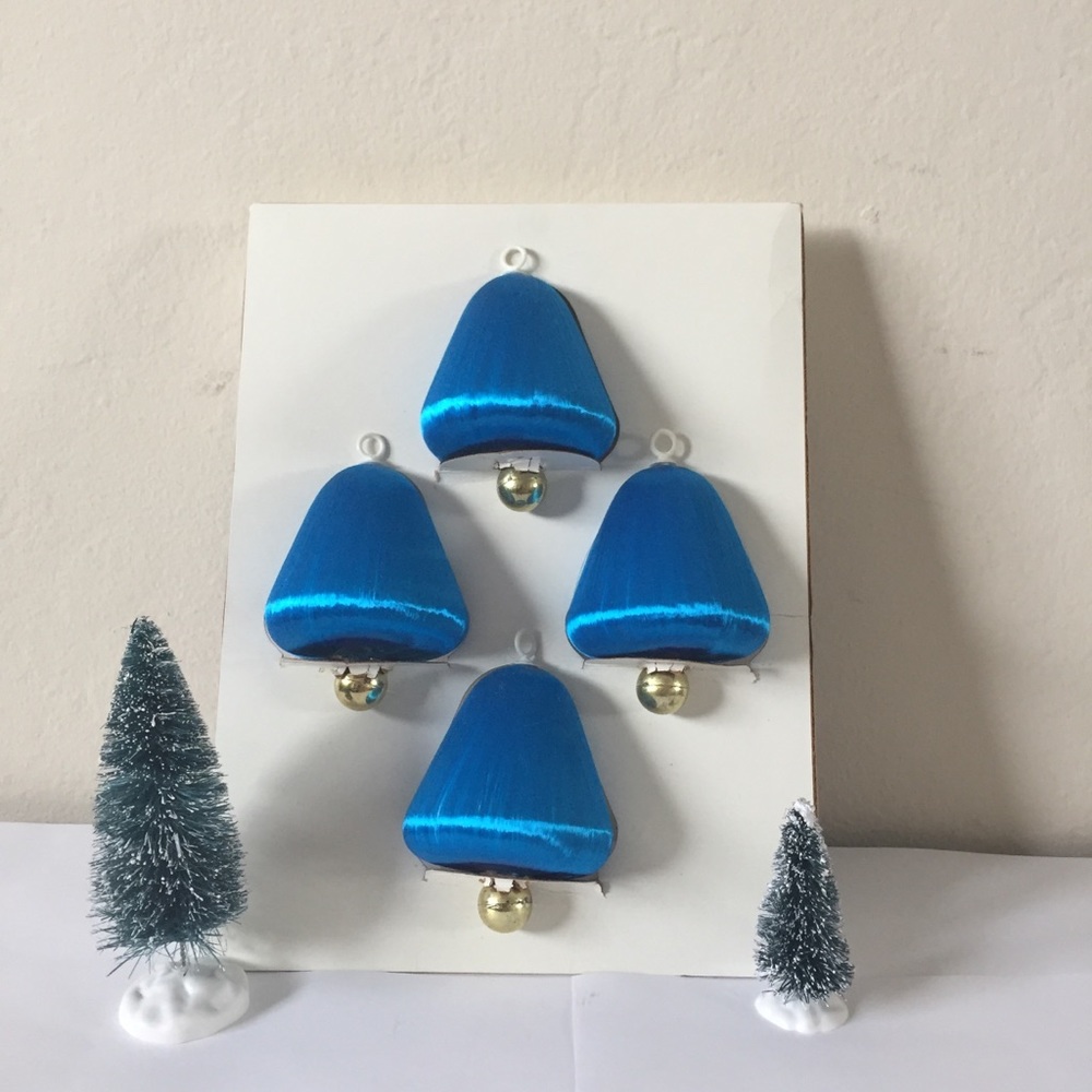 Set of 4 Vintage Bell Pushpin Ornaments Midcentury